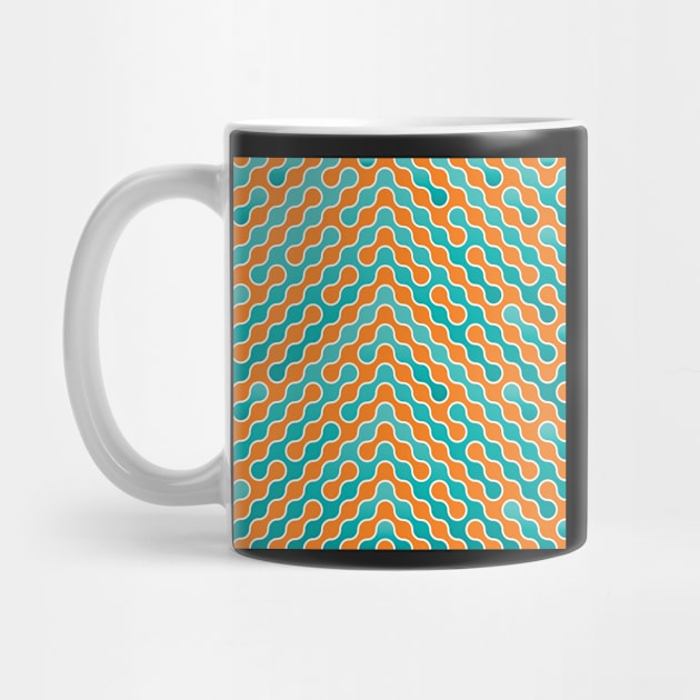 Seamless Wavy Lines, pattern in mint green and orange by IngaDesign